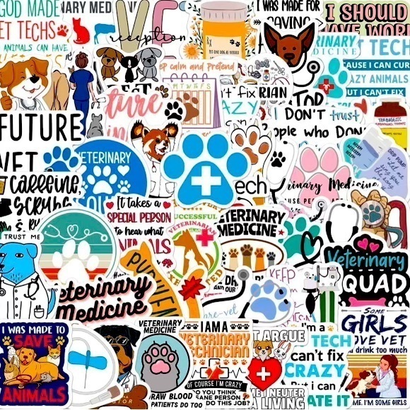 Assorted Veterinarian/Vet Tech stickers 50 piece - Picture 1 of 2
